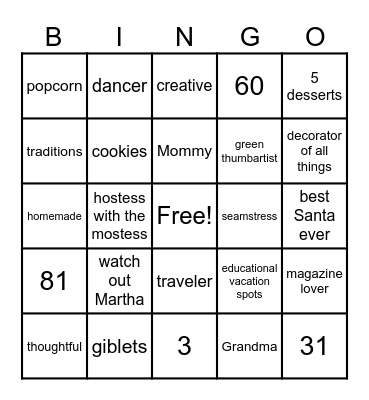 Happy Birthday, Mommy and Grandma! Bingo Card