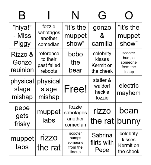 MUPPET SHOW BINGO Card