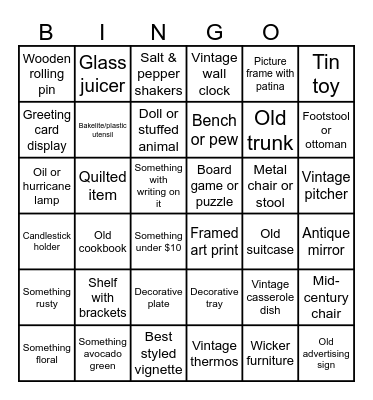 Vintage Photo Bingo Card