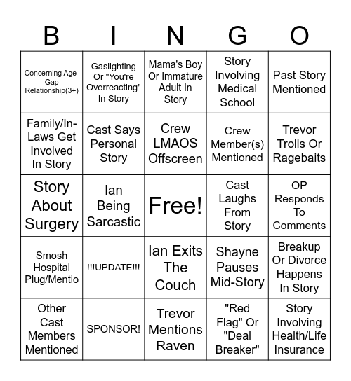 SRRS Bingo Card