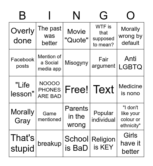 Kidds are stupid Bingo Card