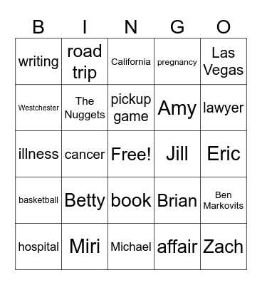 The Rest of Our Lives Bingo Card