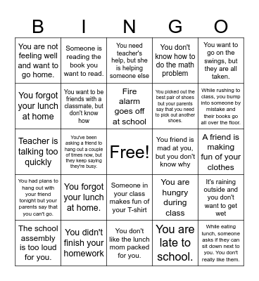 Problem-solving Bingo Card