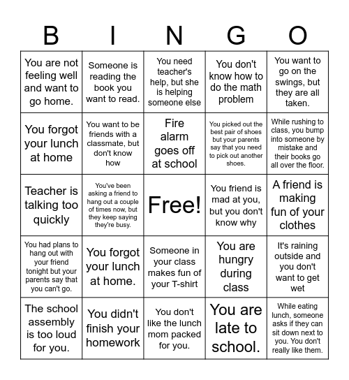 Problem-solving Bingo Card