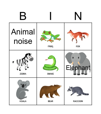 Wild Animals Bingo Card