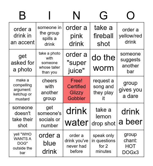 Hot Dog Hop Bingo Card