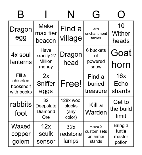 TakenSMP BINGO CARD Bingo Card