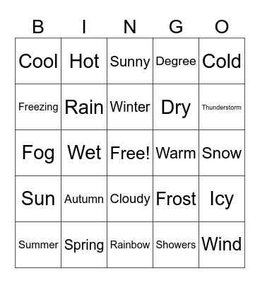 Seasons and weather Bingo Card