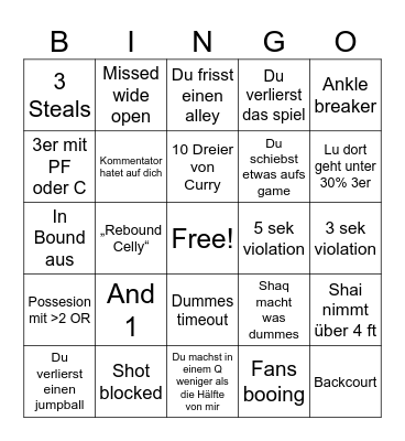 NBA 2K Bingo Card