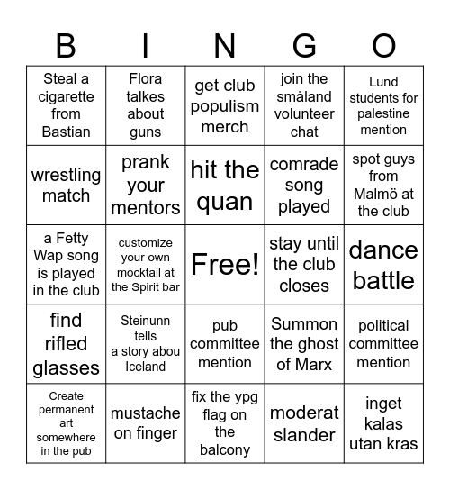 MARX BINGO Card