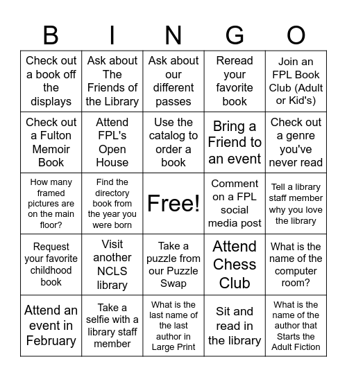 LIBRARY LOVER'S Bingo Card