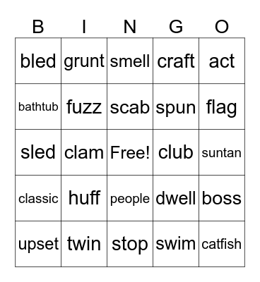 Reading Group 2 Bingo Card