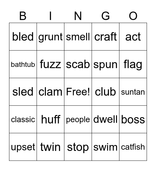 Reading Group 2 Bingo Card