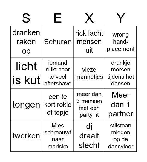 single meet single Bingo Card