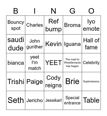 Rumble of Seth Bingo Card