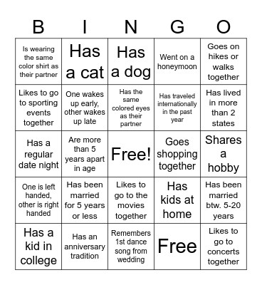 Get to Know You Bingo Card
