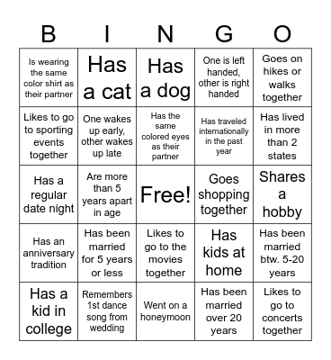 Getting to Know You Bingo Card