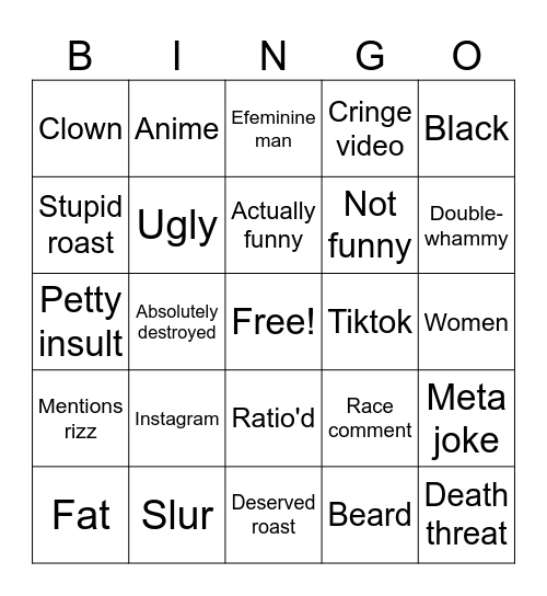 Roasted Bingo Card