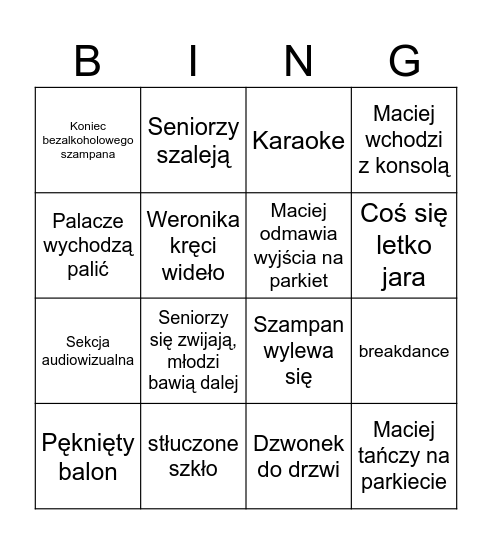 Trzydziestka Pana Macieja Bingo Card