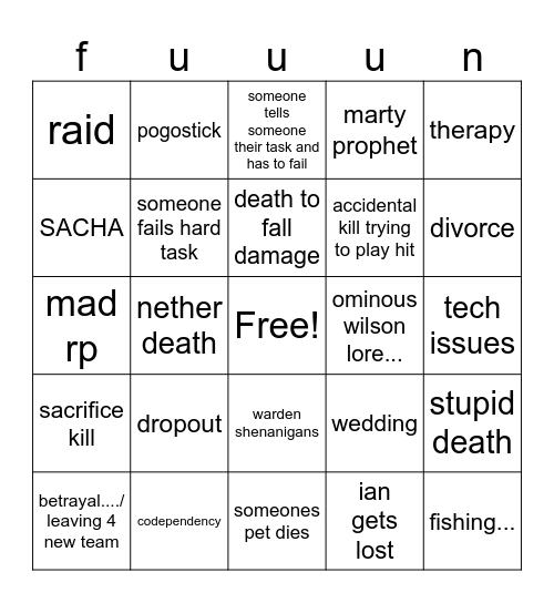 card of fun Bingo Card