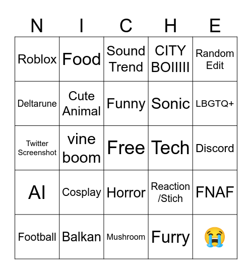 Instagram NICHE January 2026 Bingo Card