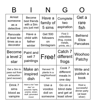 Psyched Ward Sims Bingo Card