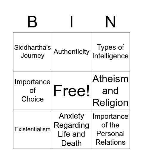 Into the Bingo! Bingo Card