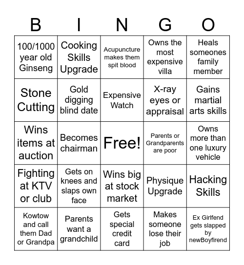 C Drama System Bingo Card
