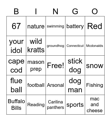 Wes Bingo Card