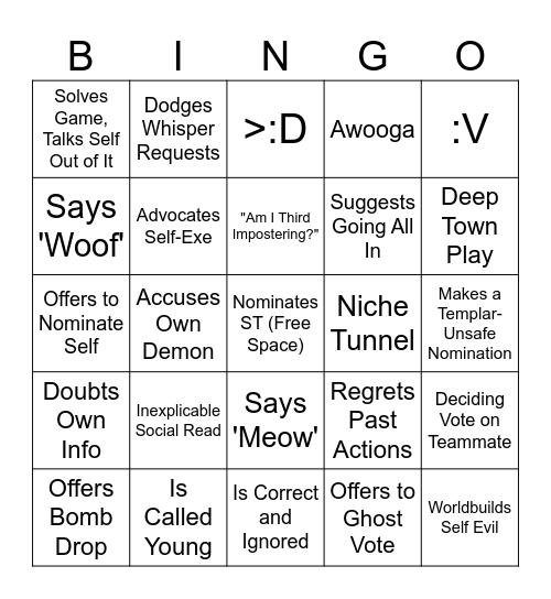 Velvet Bingo Card