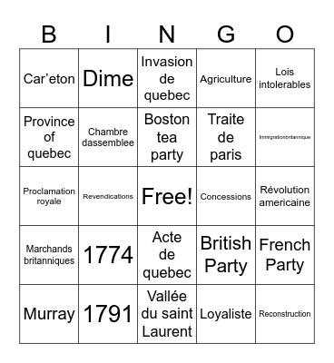 Chapitre 3 Bingo Card