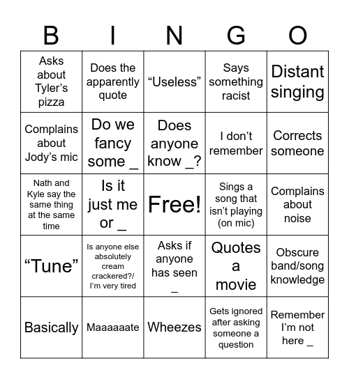 NATH BINGO Card