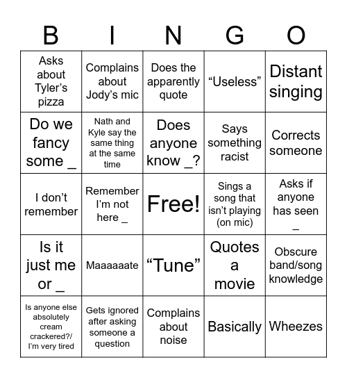 NATH BINGO Card