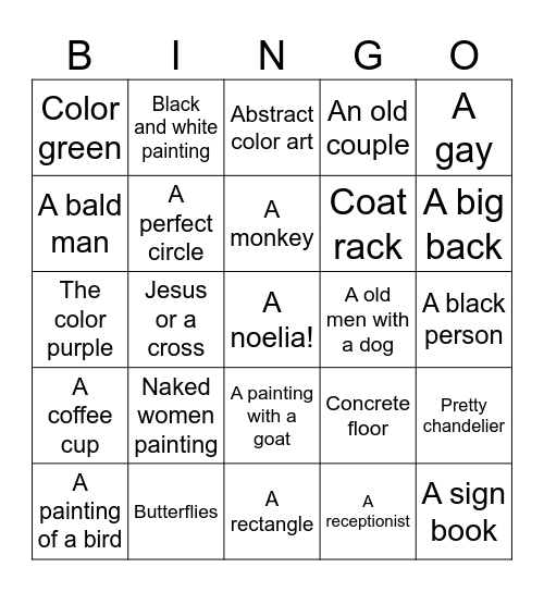 Gallery bingo Card
