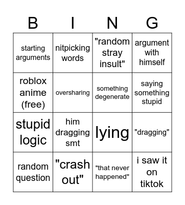 Alfie Bingo Card
