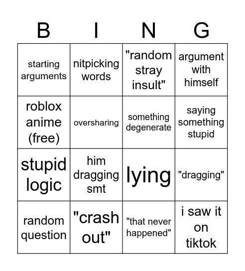 Alfie Bingo Card