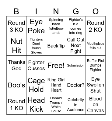 UFC BINGO Card