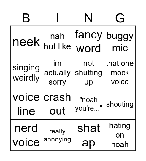 oli bingo Card