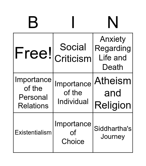 Into the Bingo! Bingo Card