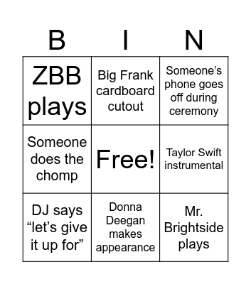 wedding Bingo Card