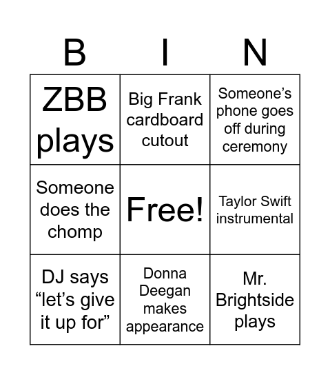wedding Bingo Card