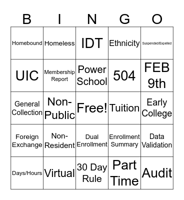 Count Day Bingo Card