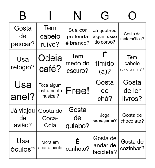 BINGO HUMANO Bingo Card