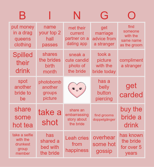 🤍 LEAH’S BACH BINGO 🤍 Bingo Card