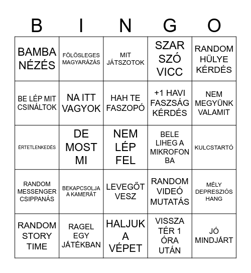 kÁLMÁN BINGÓ Bingo Card