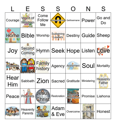 Sara's Sunday School Bingo Card