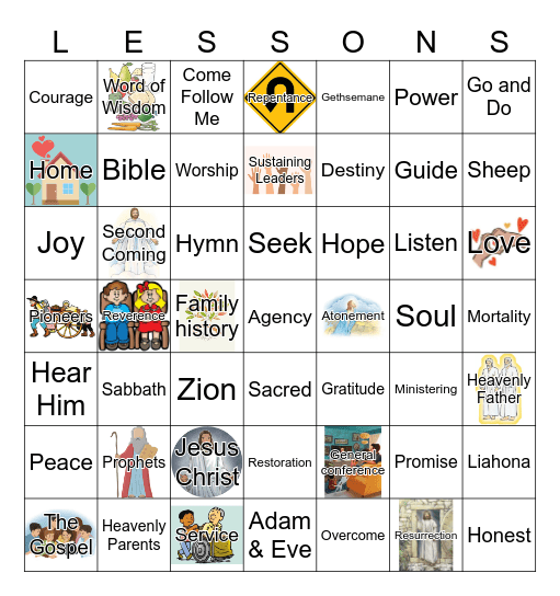 Sara's Sunday School Bingo Card