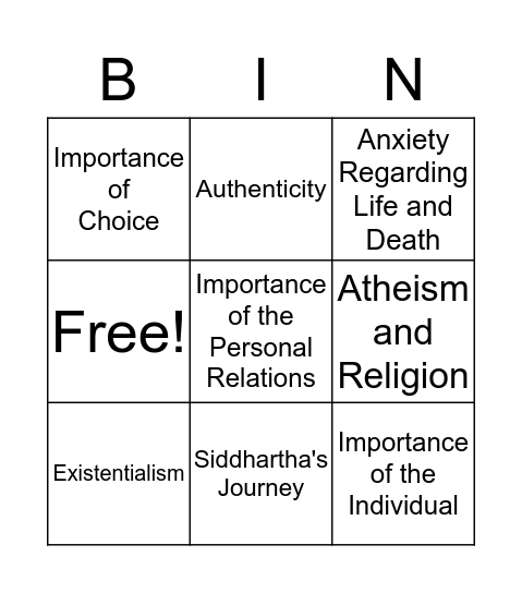 Into the Bingo! Bingo Card