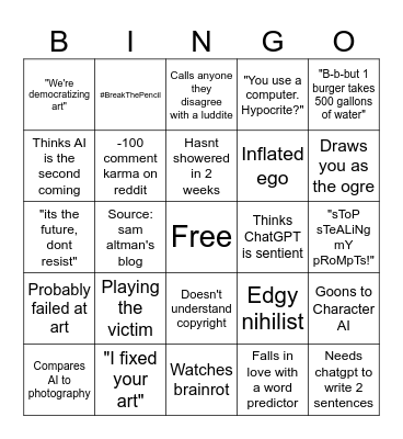 AI Bro bingo Card
