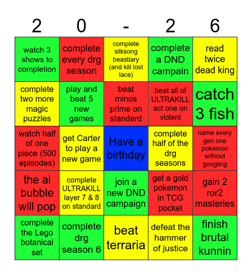 2026 Bingo card Bingo Card